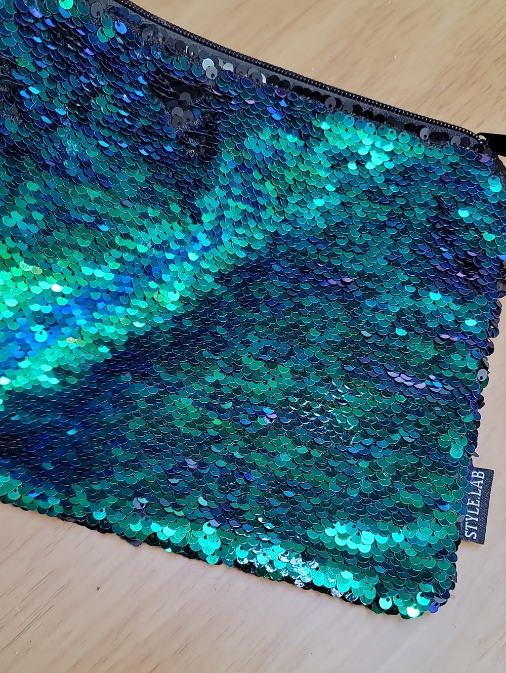Mermaid Sequin Clutch - Iridescent Blue-Green